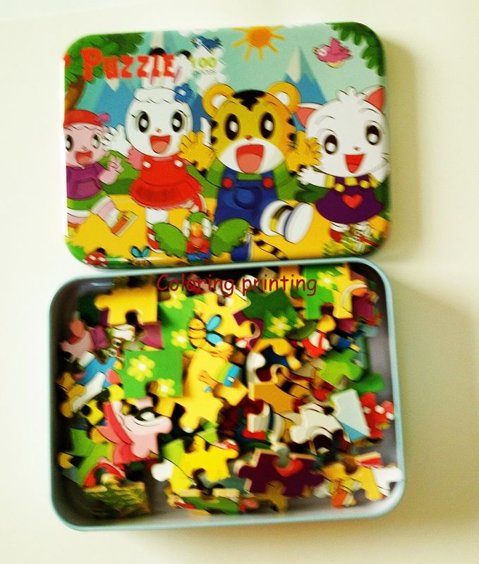 Metal box with puzzle games set